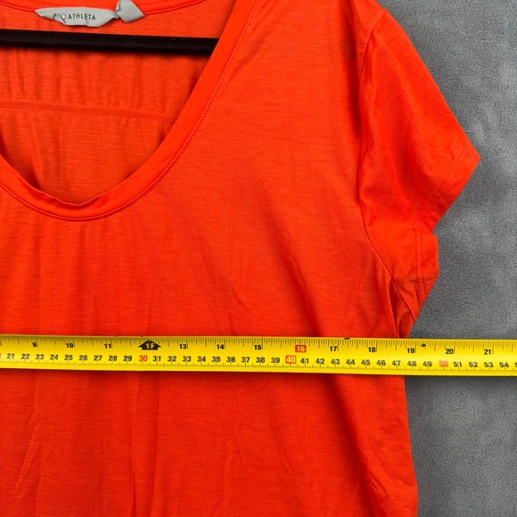Athleta V Neck Tee Shirt Womens 1X Plus Size Orange Casual Short Sleeve Top - Picture 5 of 8
